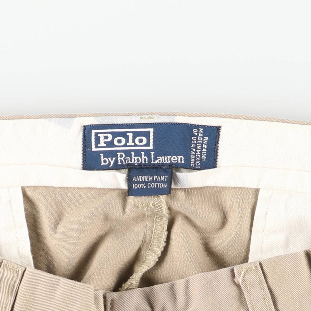 Ralph Lauren POLO by Ralph Lauren ANDREW PANT Two-pleat chino pants for men, equivalent to W33 cotton Beige type Vintage Second Hand