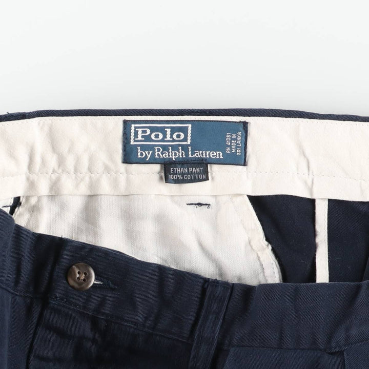 Ralph Lauren POLO by Ralph Lauren ETHAN PANT Two-pleat chino pants for men, size W36 cotton navy blue type Vintage Second Hand