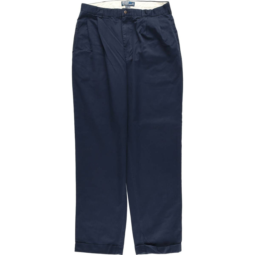 Ralph Lauren POLO by Ralph Lauren HAMMOND PANT, two-pleat chino pants, men's w35 equivalent cotton navy blue type Vintage Second Hand