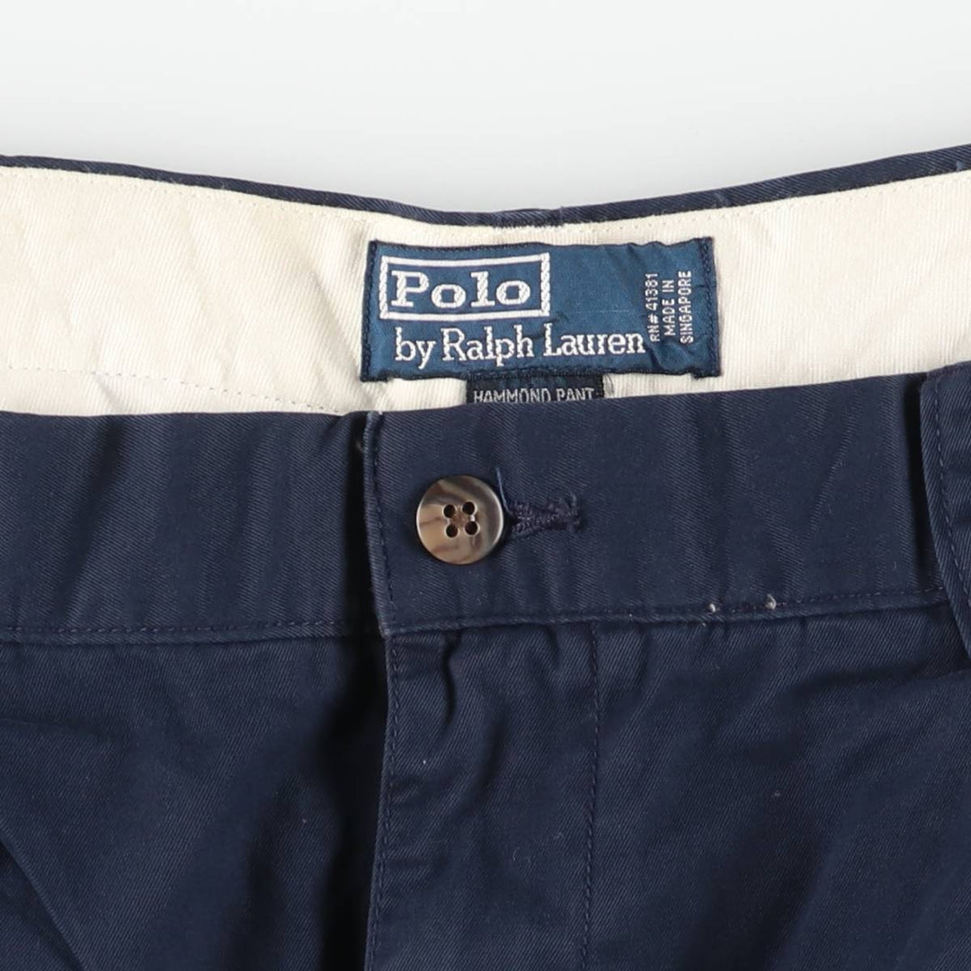 Ralph Lauren POLO by Ralph Lauren HAMMOND PANT, two-pleat chino pants, men's w35 equivalent cotton navy blue type Vintage Second Hand