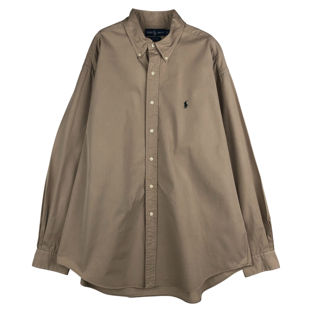 Ralph Lauren BLAKE long sleeve button down shirt, men's XL size cotton Beige type Vintage Second Hand