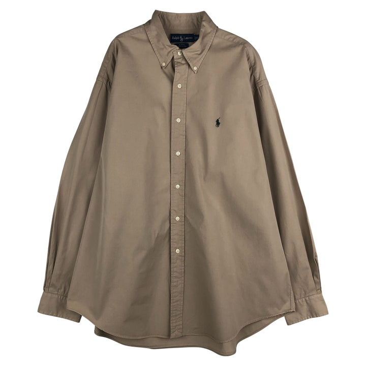 Ralph Lauren BLAKE long sleeve button down shirt, men's XL size cotton Beige type Vintage Second Hand