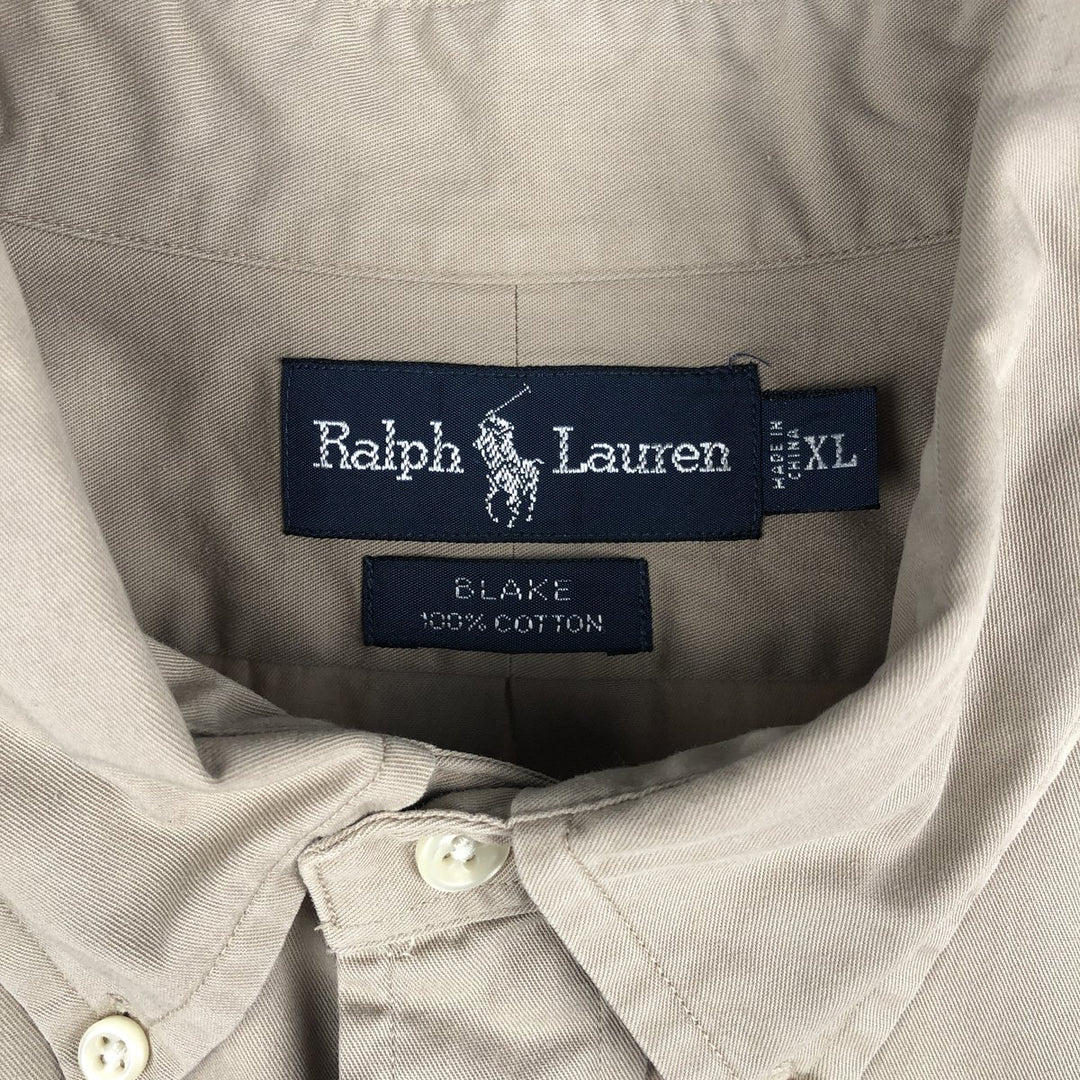 Ralph Lauren BLAKE long sleeve button down shirt, men's XL size cotton Beige type Vintage Second Hand