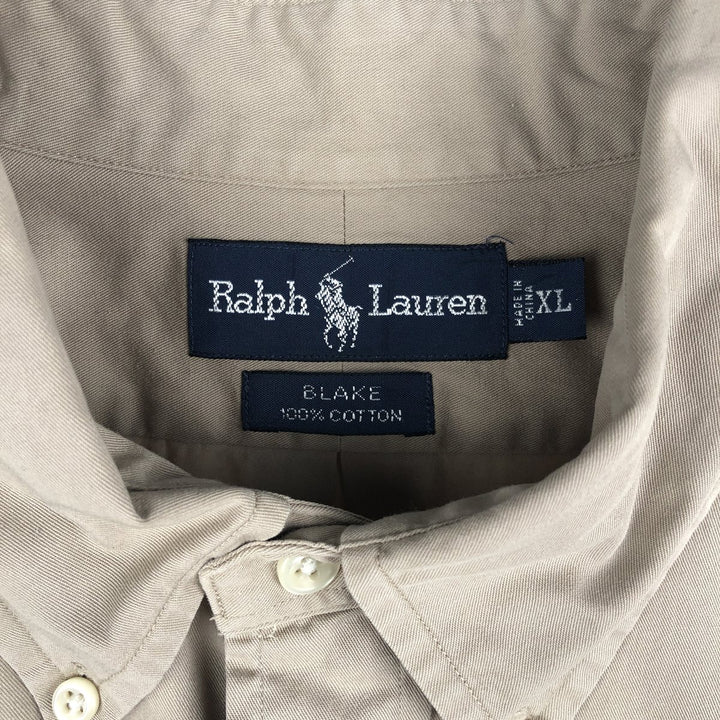 Ralph Lauren BLAKE long sleeve button down shirt, men's XL size cotton Beige type Vintage Second Hand