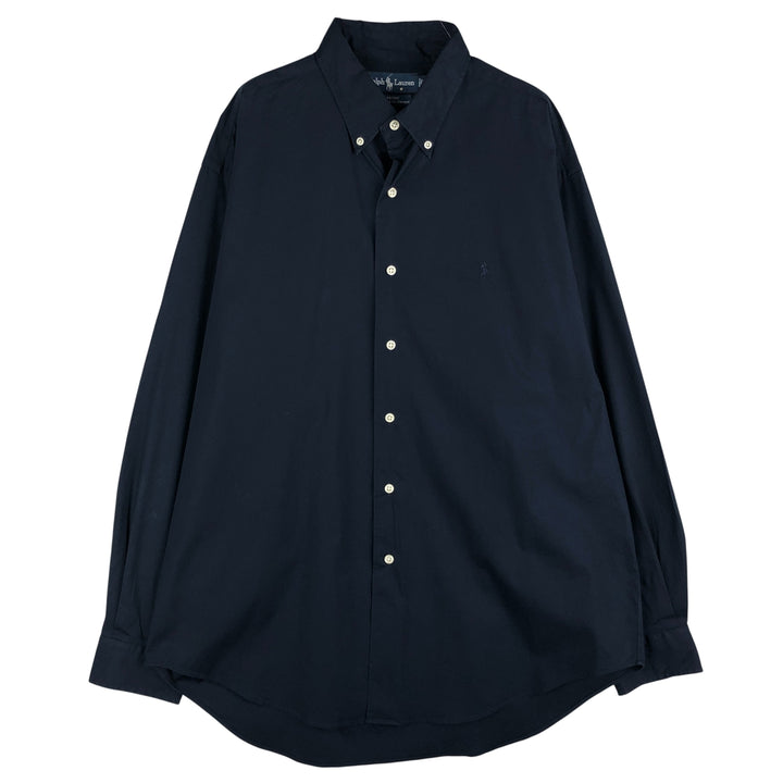 Ralph Lauren MARLOWE long-sleeved button-down shirt, men's size L cotton navy blue type Vintage Second Hand