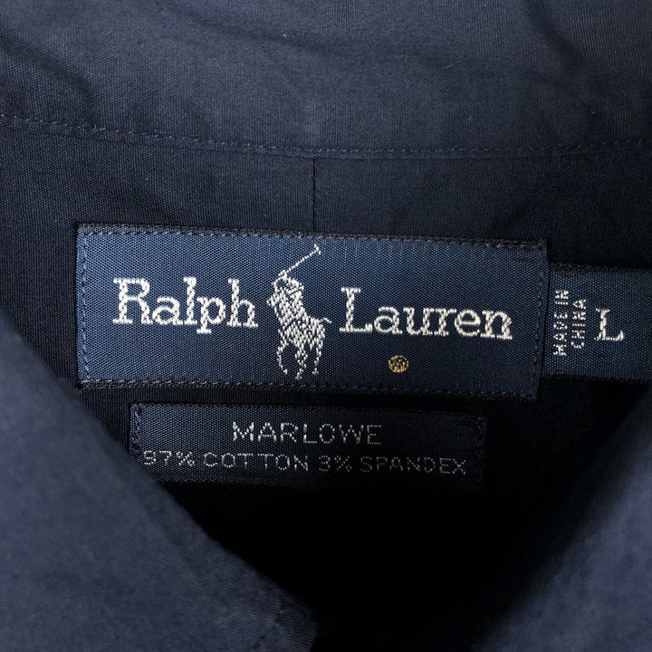 Ralph Lauren MARLOWE long-sleeved button-down shirt, men's size L cotton navy blue type Vintage Second Hand