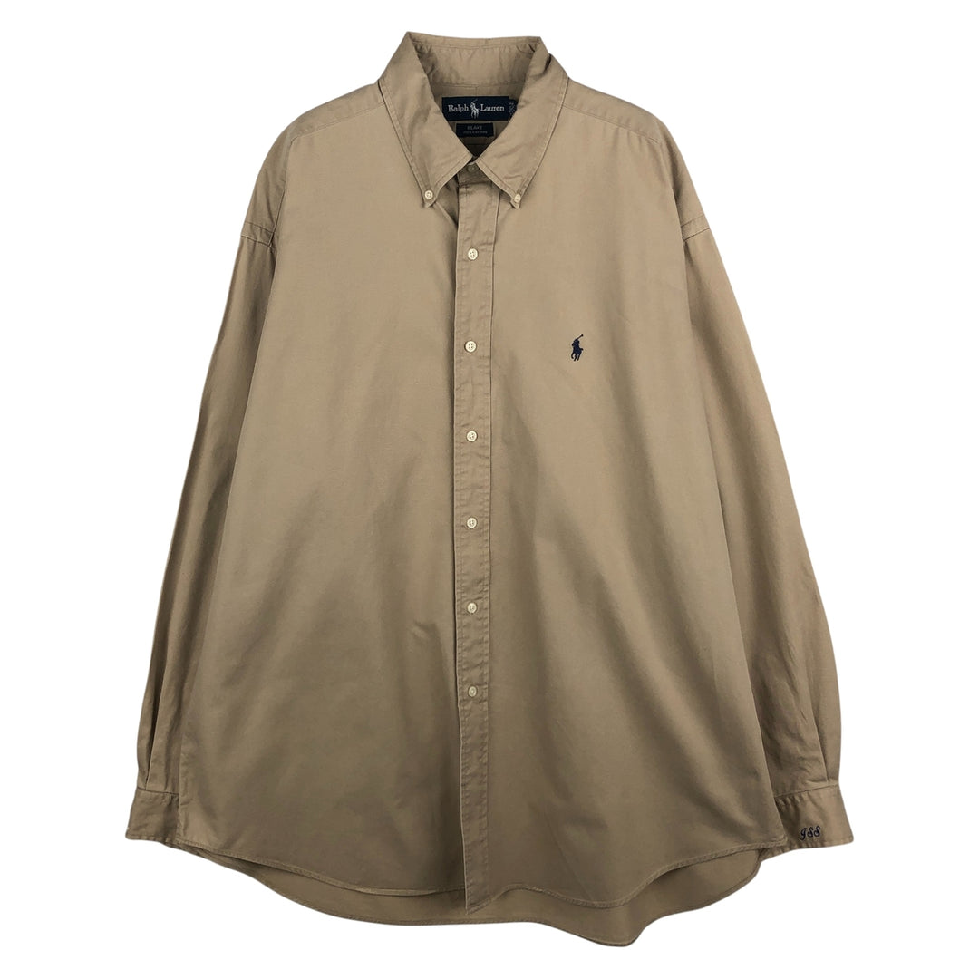 Ralph Lauren BLAKE long sleeve button down shirt, men's XL size cotton Beige type Vintage Second Hand