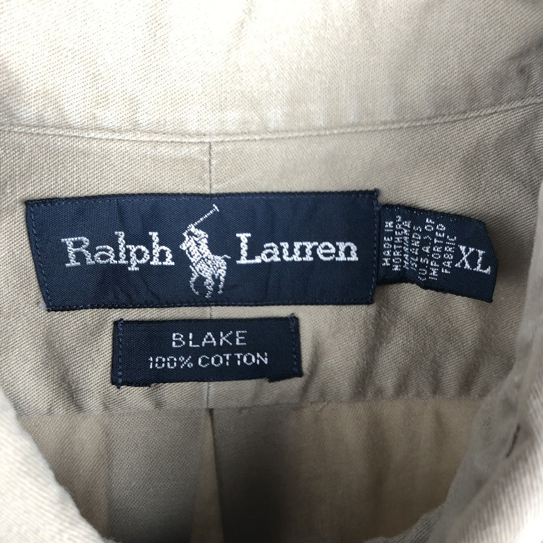 Ralph Lauren BLAKE long sleeve button down shirt, men's XL size cotton Beige type Vintage Second Hand