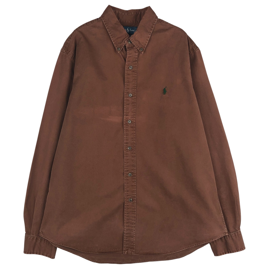 Ralph Lauren CUSTOM FIT long sleeve button down shirt, men's size L cotton brown type Vintage Second Hand