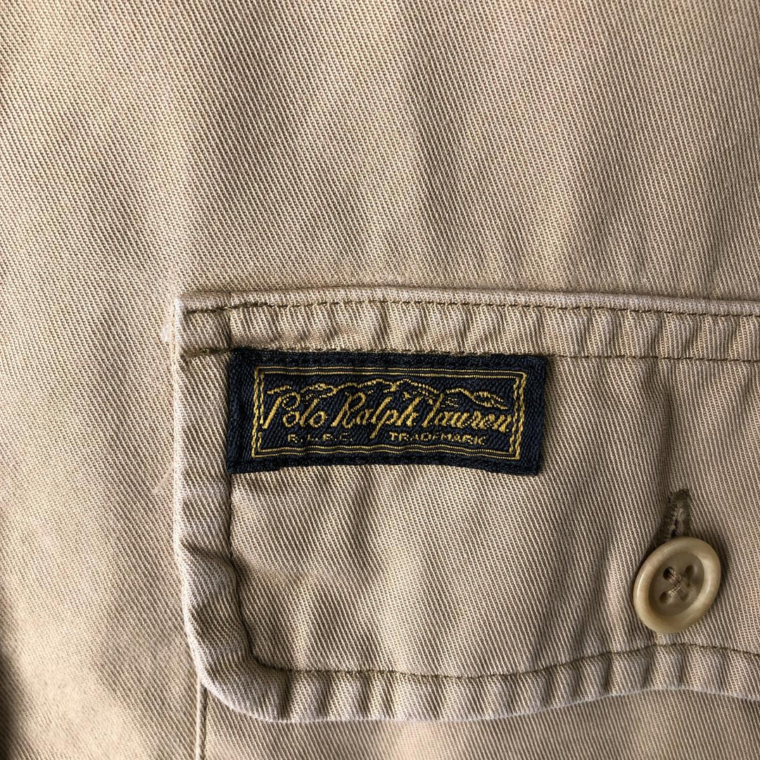 Ralph Lauren POLO by Ralph Lauren long-sleeved cotton shirt, men's size M unclear Khaki type Vintage Second Hand