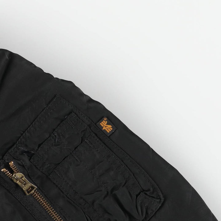 Alpha MA-1 Style Padded Military Flight Jacket with Dog Print, Made in USA, Men's Size XL Nylon black type Vintage Second Hand