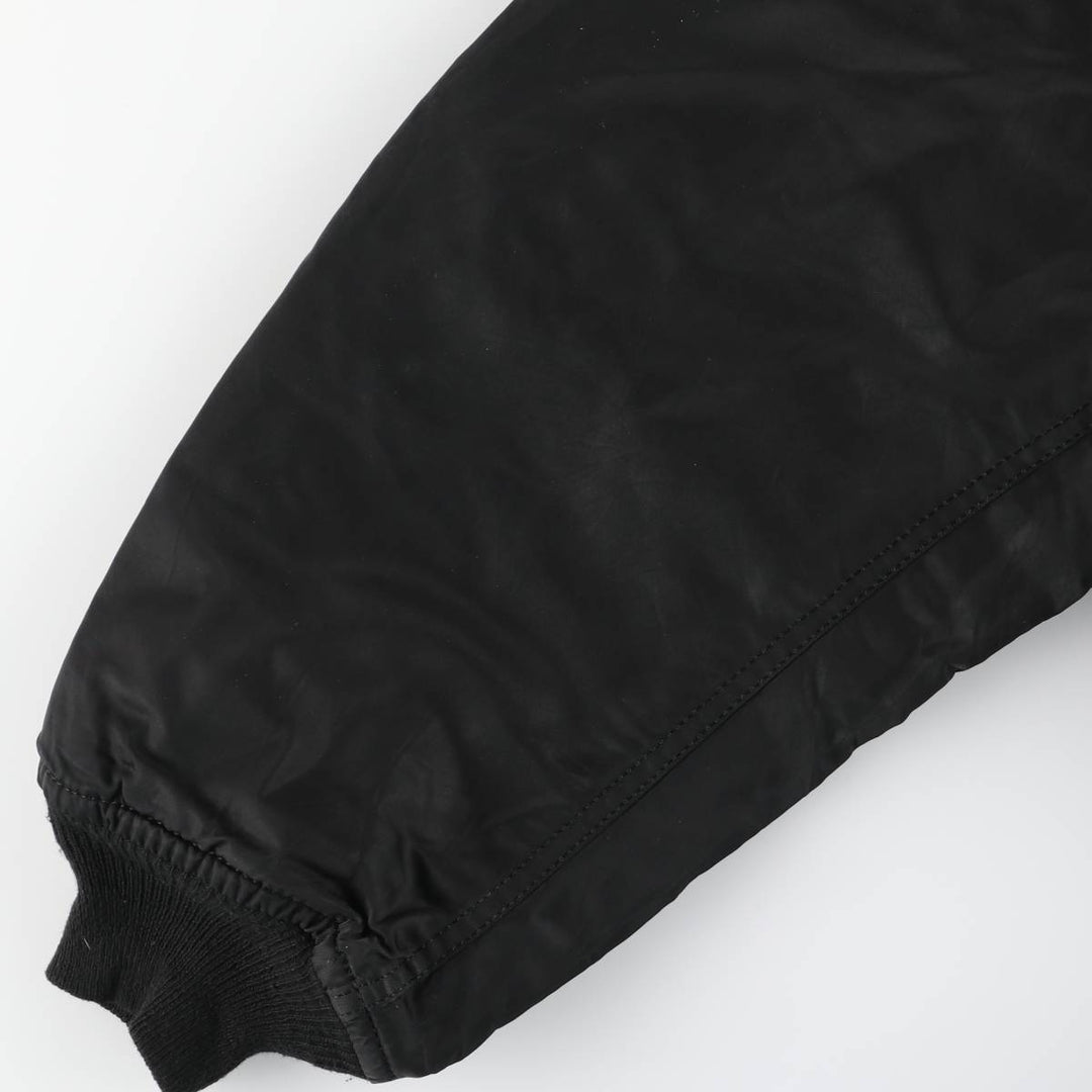 Alpha MA-1 Style Padded Military Flight Jacket with Dog Print, Made in USA, Men's Size XL Nylon black type Vintage Second Hand