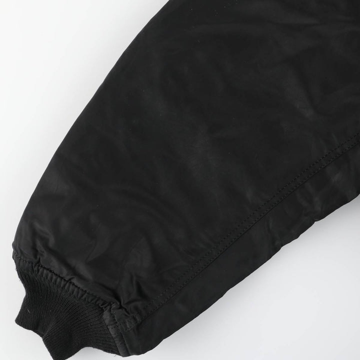 Alpha MA-1 Style Padded Military Flight Jacket with Dog Print, Made in USA, Men's Size XL Nylon black type Vintage Second Hand
