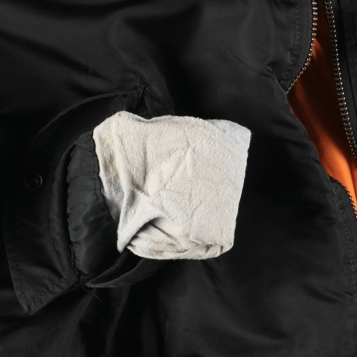 Alpha MA-1 Style Padded Military Flight Jacket with Dog Print, Made in USA, Men's Size XL Nylon black type Vintage Second Hand