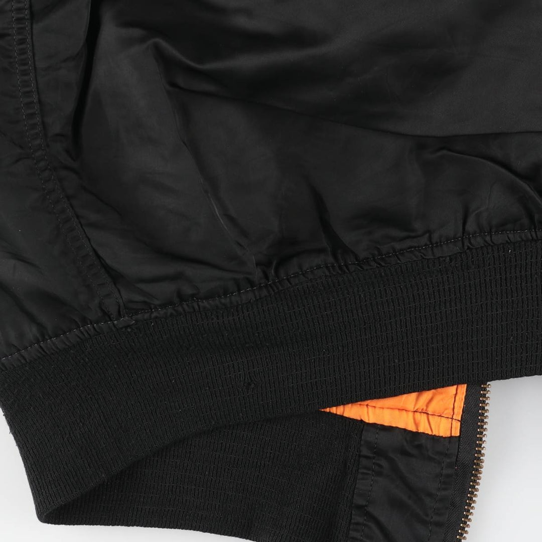 Alpha MA-1 Style Padded Military Flight Jacket with Dog Print, Made in USA, Men's Size XL Nylon black type Vintage Second Hand