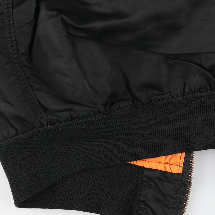 Alpha MA-1 Style Padded Military Flight Jacket with Dog Print, Made in USA, Men's Size XL Nylon black type Vintage Second Hand