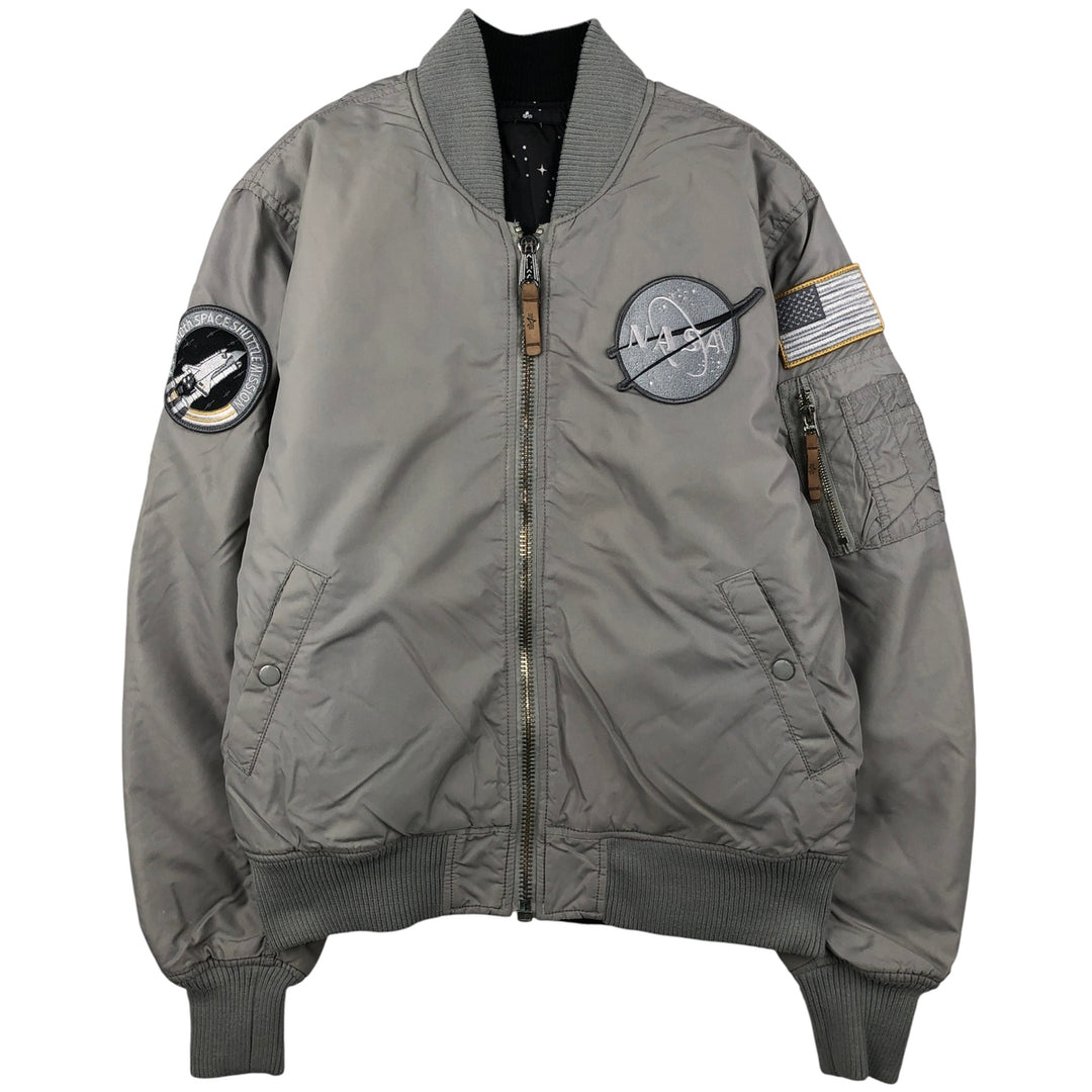 Civilian Alpha ALPHA padded military flight jacket, men's size L Nylon gray type Vintage Second Hand