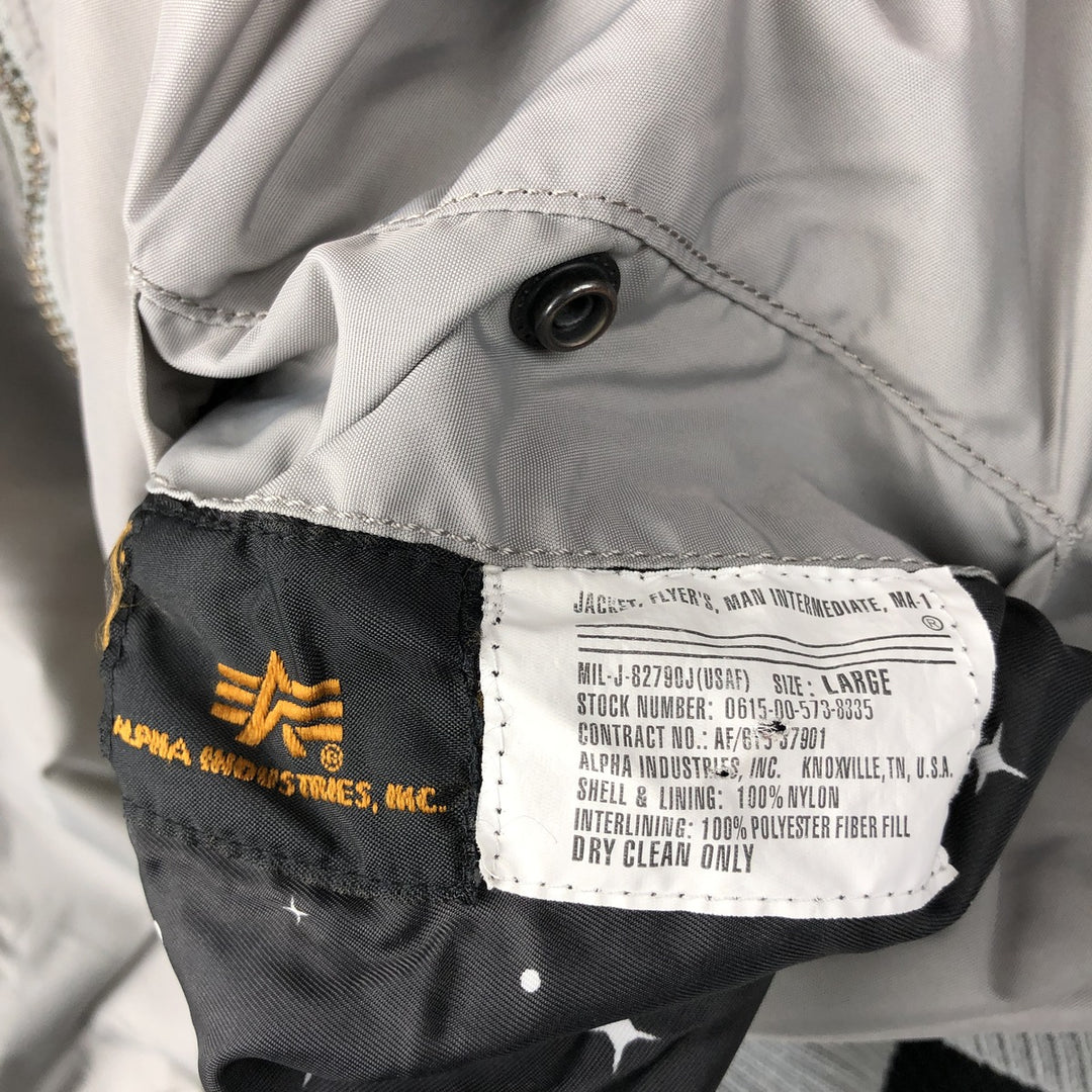 Civilian Alpha ALPHA padded military flight jacket, men's size L Nylon gray type Vintage Second Hand