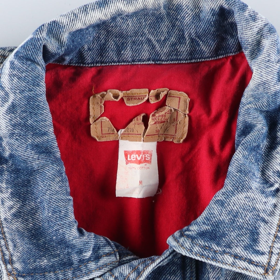 Vintage 1990'S Levi's 75074-0219 Chemical Wash Denim Jacket, Men's Size Medium cotton blue type Vintage Second Hand