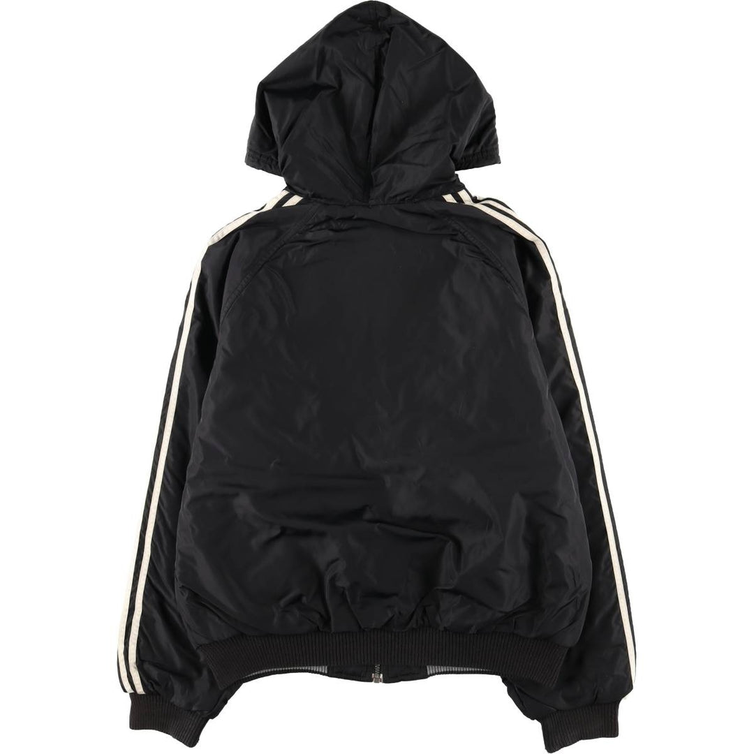 90s-00'S adidas reversible back logo padded hoodie/puffer jacket, men's size M unclear black type Vintage Second Hand
