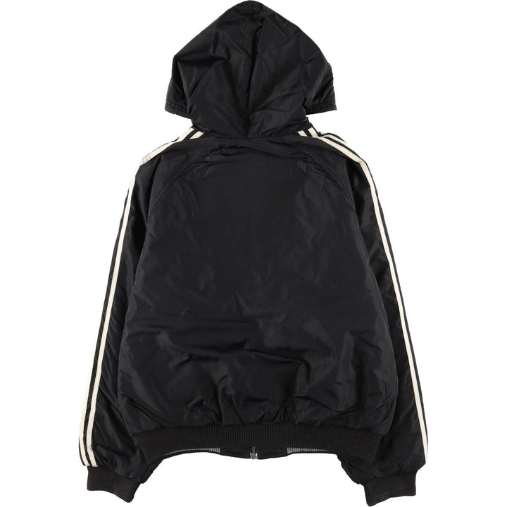 90s-00'S adidas reversible back logo padded hoodie/puffer jacket, men's size M unclear black type Vintage Second Hand