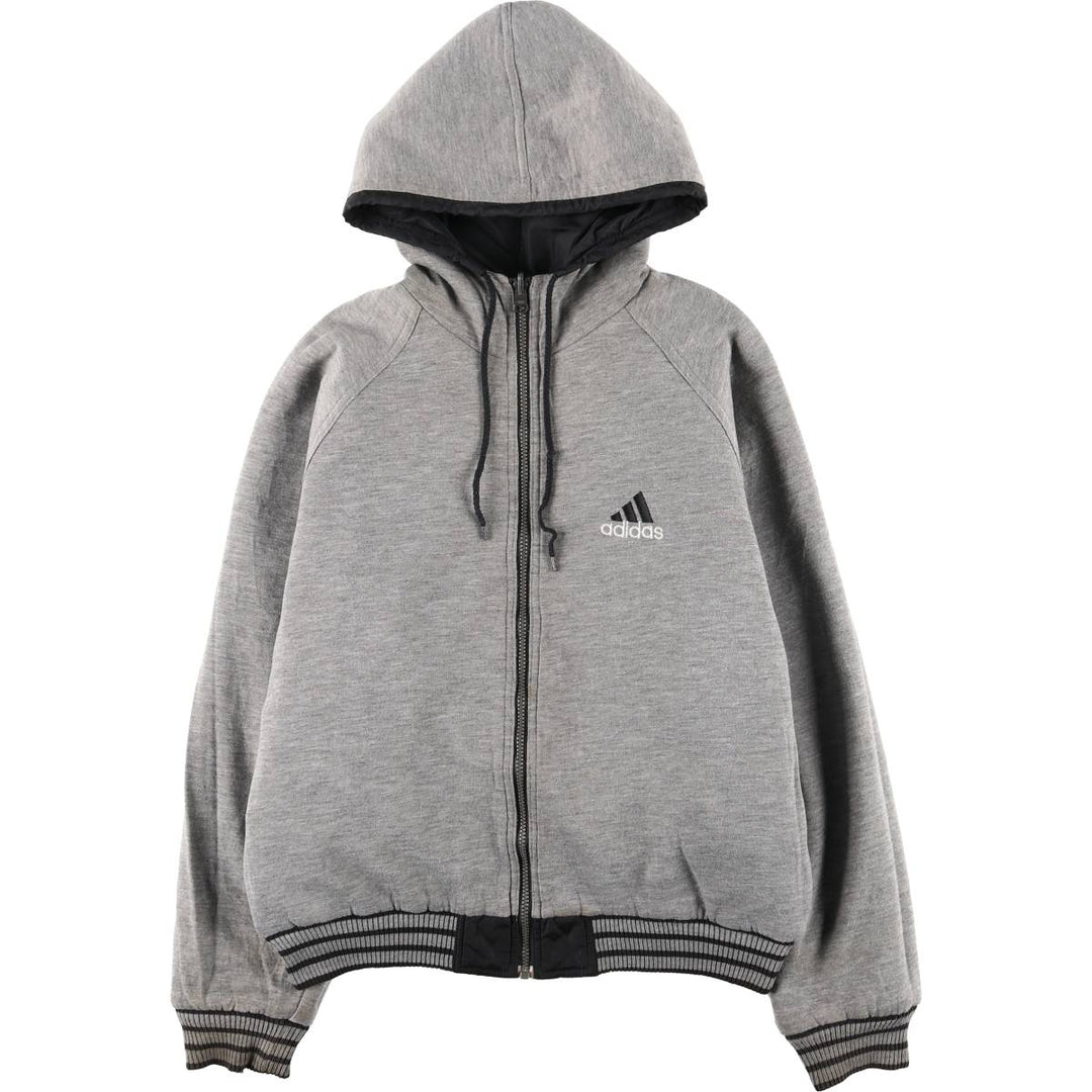 90s-00'S adidas reversible back logo padded hoodie/puffer jacket, men's size M unclear black type Vintage Second Hand