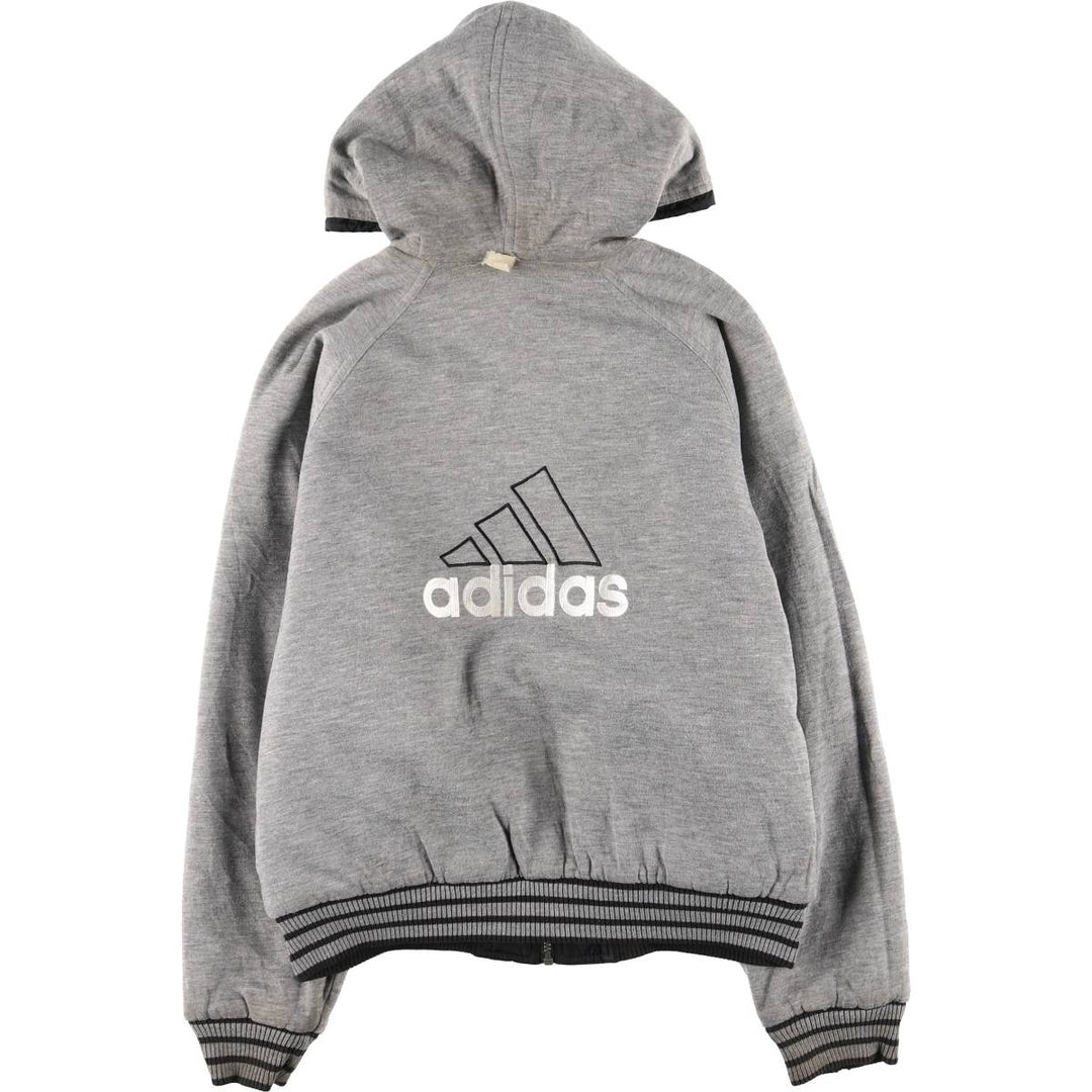 90s-00'S adidas reversible back logo padded hoodie/puffer jacket, men's size M unclear black type Vintage Second Hand