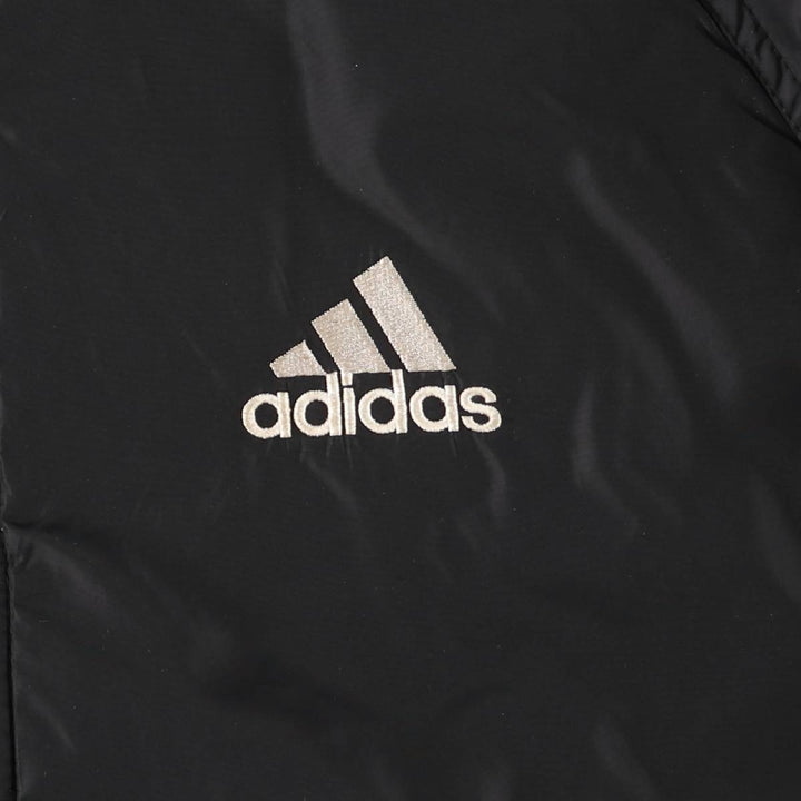 90s-00'S adidas reversible back logo padded hoodie/puffer jacket, men's size M unclear black type Vintage Second Hand