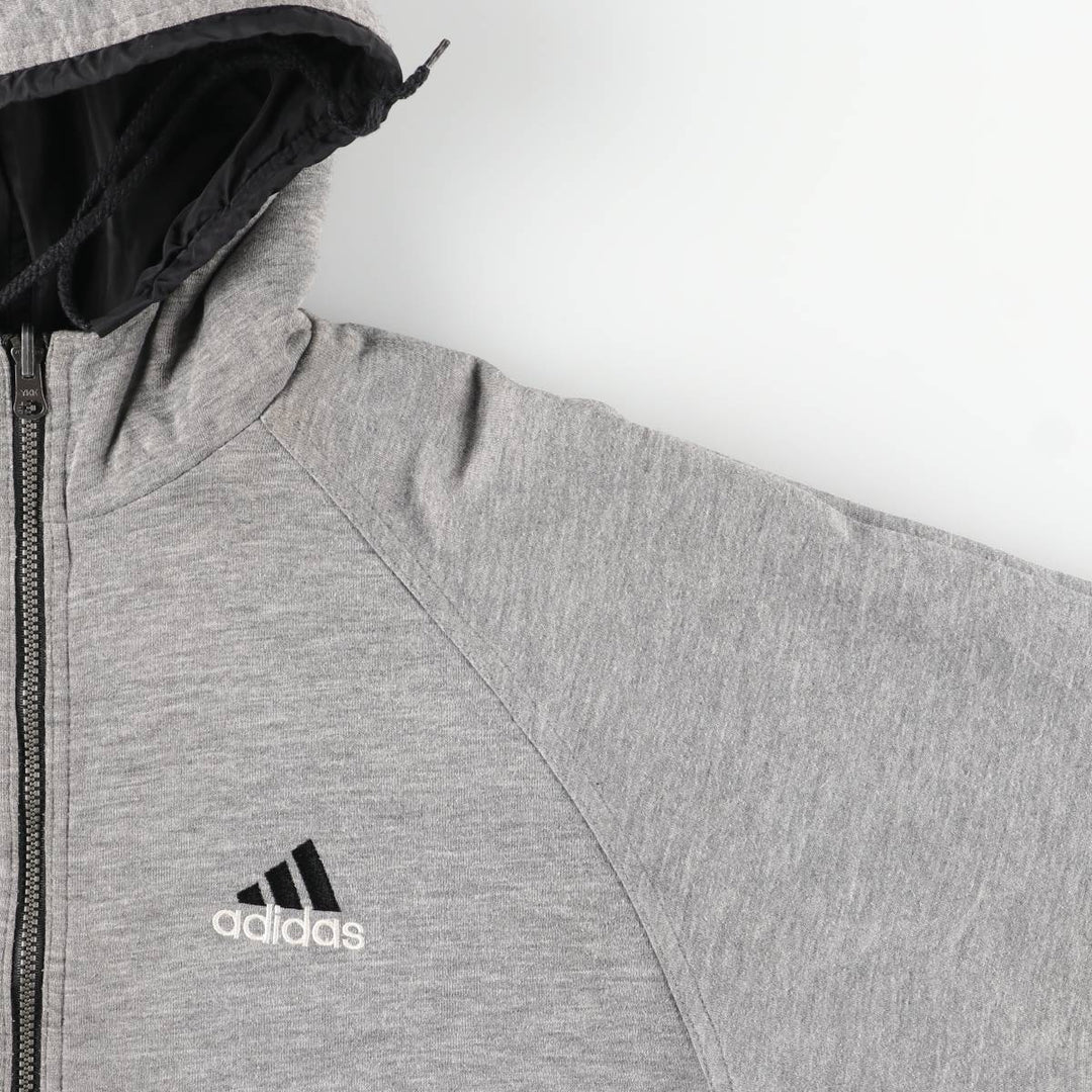 90s-00'S adidas reversible back logo padded hoodie/puffer jacket, men's size M unclear black type Vintage Second Hand