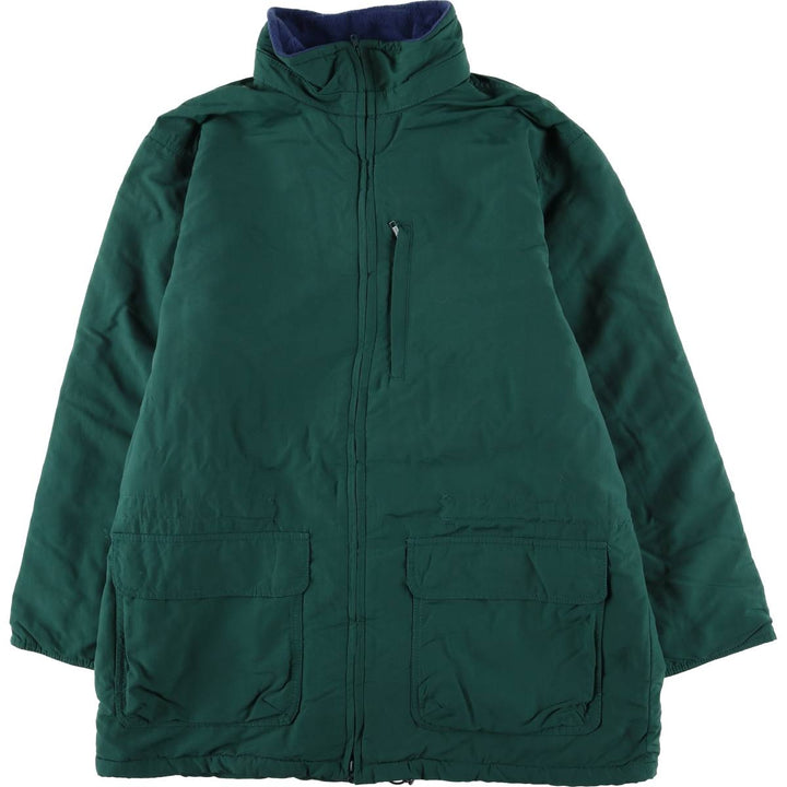 Vintage 80s-90'S Lands' End padded puffer jacket, made in the USA, size L, men's Nylon dark green Vintage Second Hand