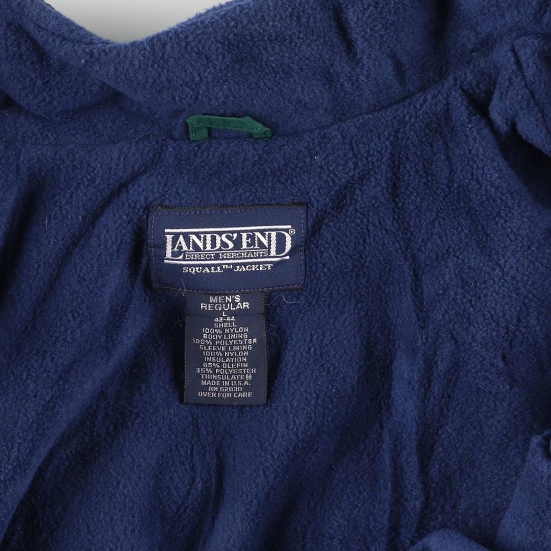 Vintage 80s-90'S Lands' End padded puffer jacket, made in the USA, size L, men's Nylon dark green Vintage Second Hand