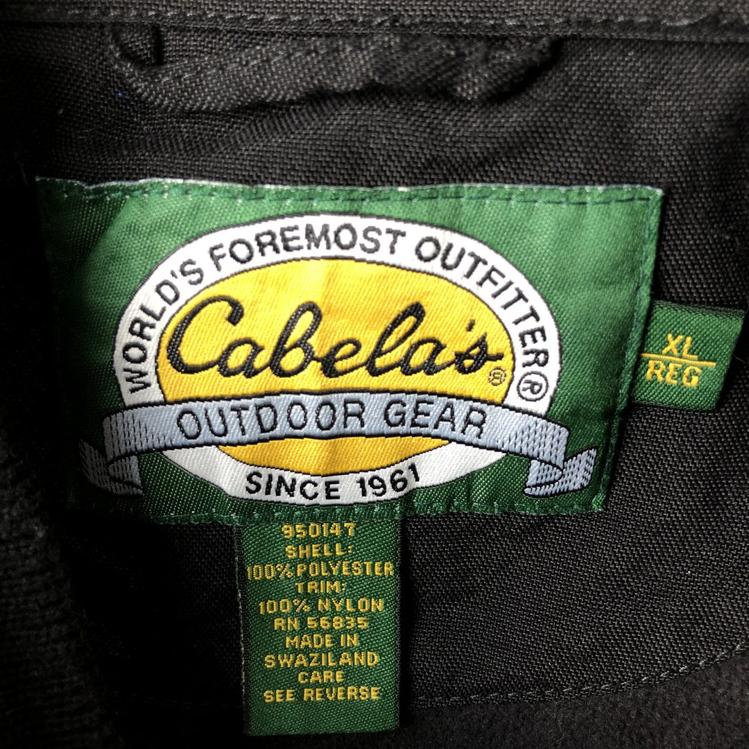 90s-00'S Cabelas Half Button Fleece Pullover, Men's XL polyester black type Vintage Second Hand