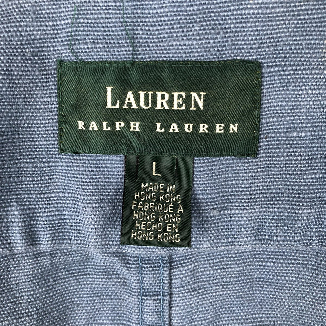 Ralph Lauren linen jacket, women's size L (approx.) linen blue type Vintage Second Hand