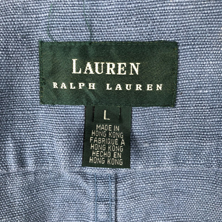 Ralph Lauren linen jacket, women's size L (approx.) linen blue type Vintage Second Hand