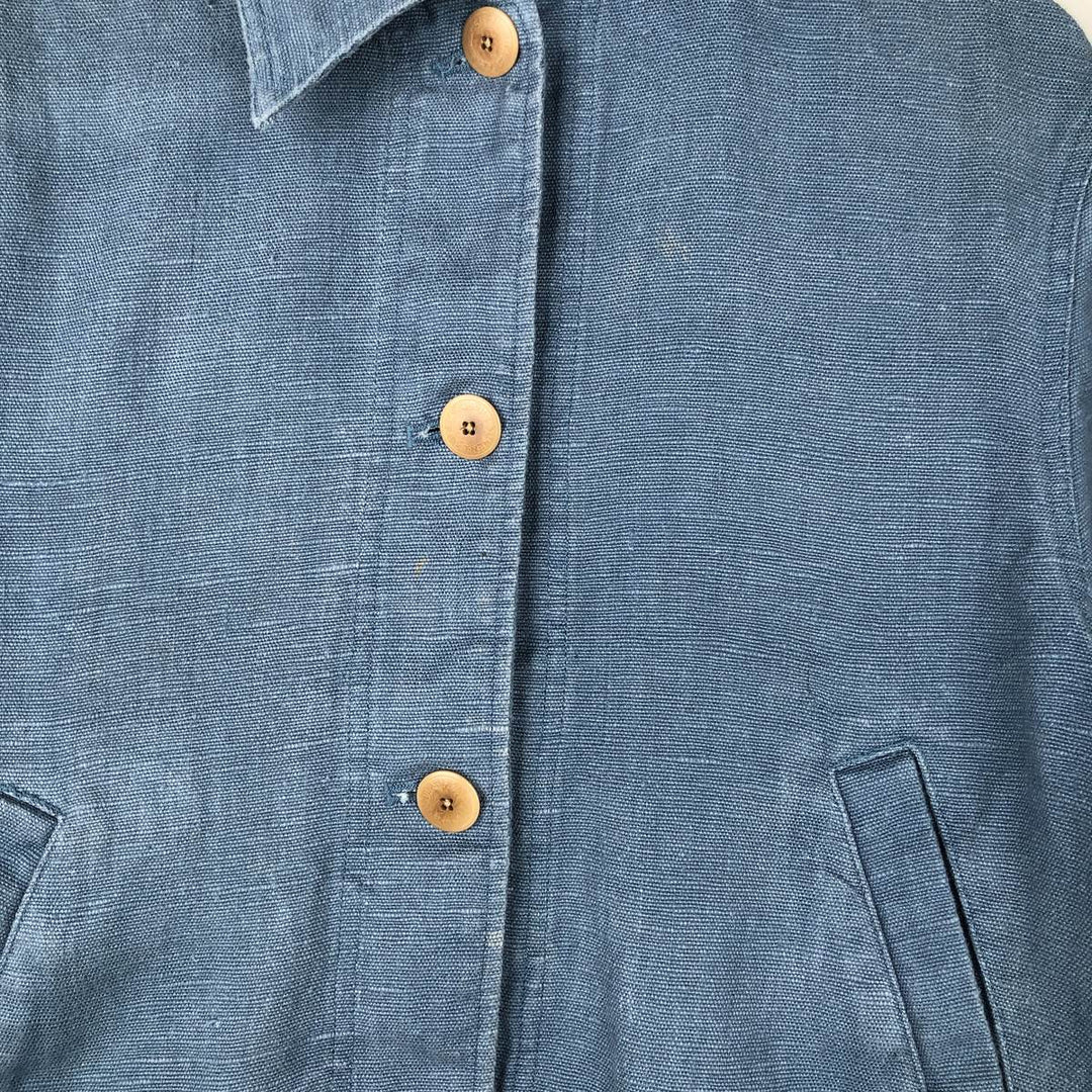 Ralph Lauren linen jacket, women's size L (approx.) linen blue type Vintage Second Hand