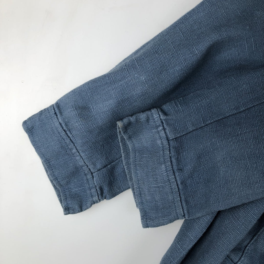Ralph Lauren linen jacket, women's size L (approx.) linen blue type Vintage Second Hand