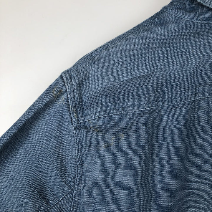 Ralph Lauren linen jacket, women's size L (approx.) linen blue type Vintage Second Hand