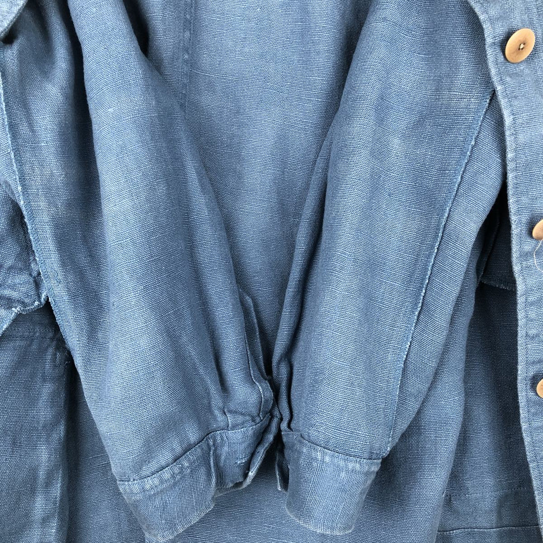 Ralph Lauren linen jacket, women's size L (approx.) linen blue type Vintage Second Hand