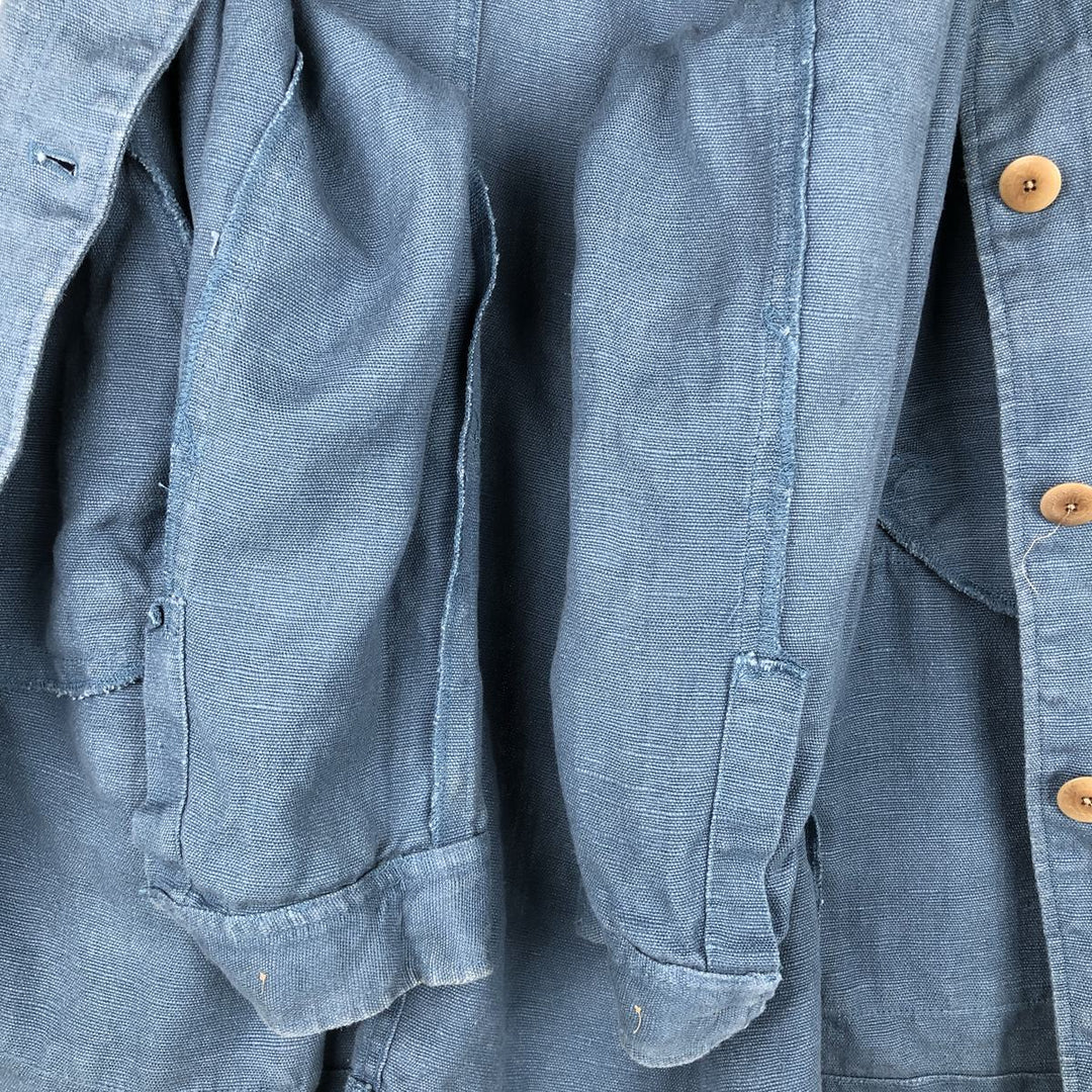 Ralph Lauren linen jacket, women's size L (approx.) linen blue type Vintage Second Hand