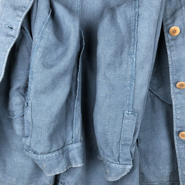 Ralph Lauren linen jacket, women's size L (approx.) linen blue type Vintage Second Hand