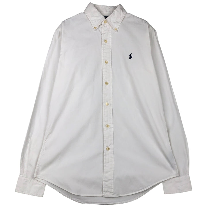 Ralph Lauren POLO by Ralph Lauren CUSTOM FIT Long-Sleeve Button-Down Shirt, Men's Size S (approx.) cotton white type Vintage Second Hand