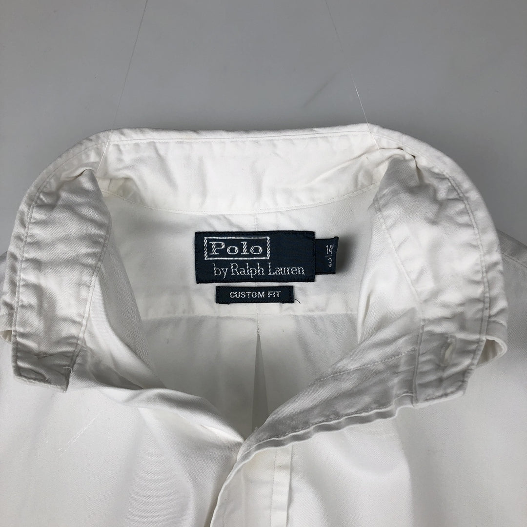 Ralph Lauren POLO by Ralph Lauren CUSTOM FIT Long-Sleeve Button-Down Shirt, Men's Size S (approx.) cotton white type Vintage Second Hand
