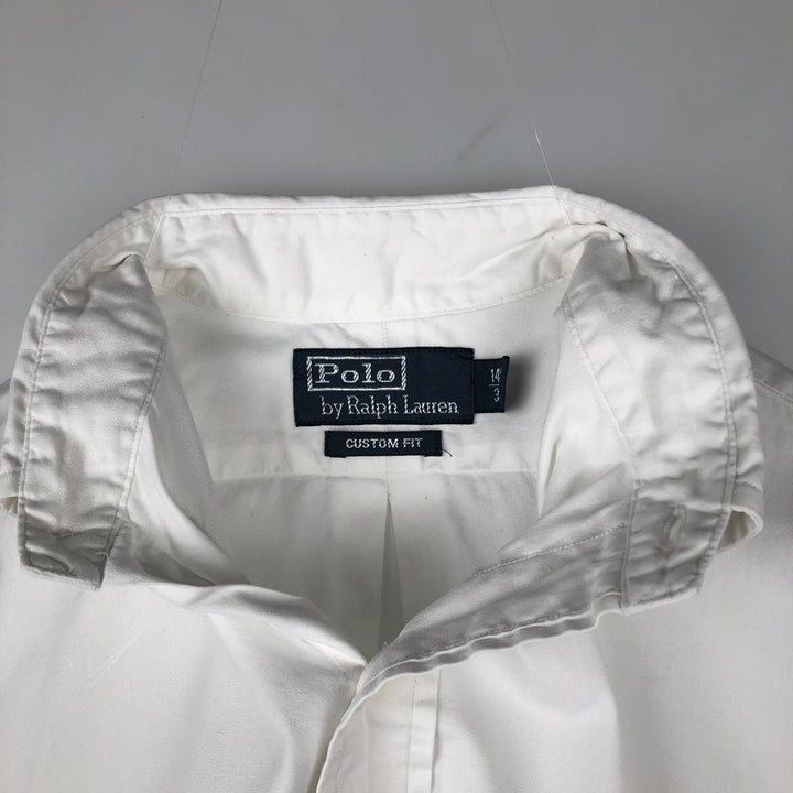 Ralph Lauren POLO by Ralph Lauren CUSTOM FIT Long-Sleeve Button-Down Shirt, Men's Size S (approx.) cotton white type Vintage Second Hand