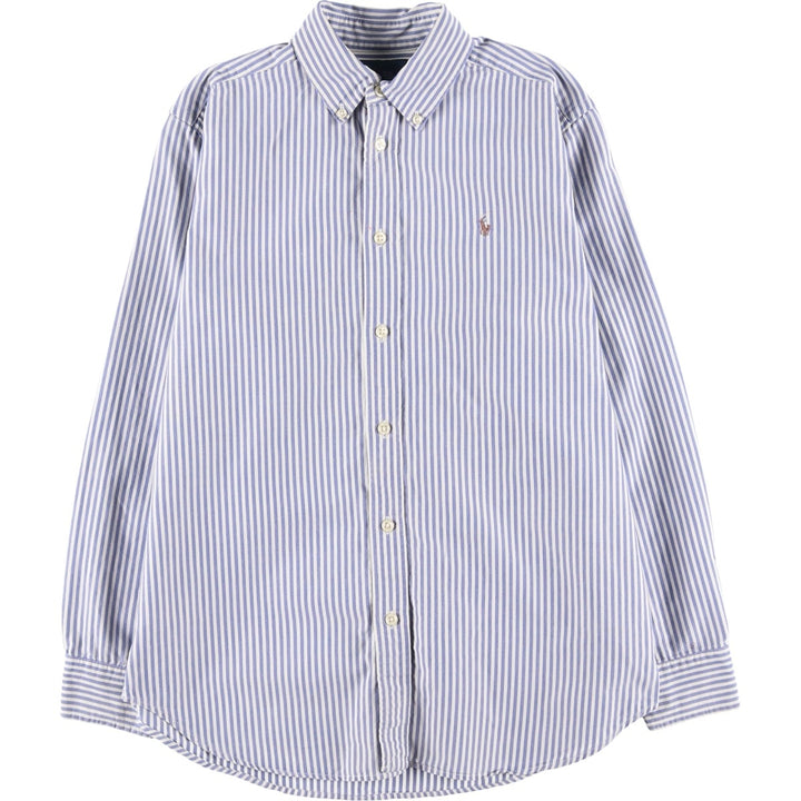 Ralph Lauren long-sleeved button-down striped shirt, women's size L cotton white type Vintage Second Hand
