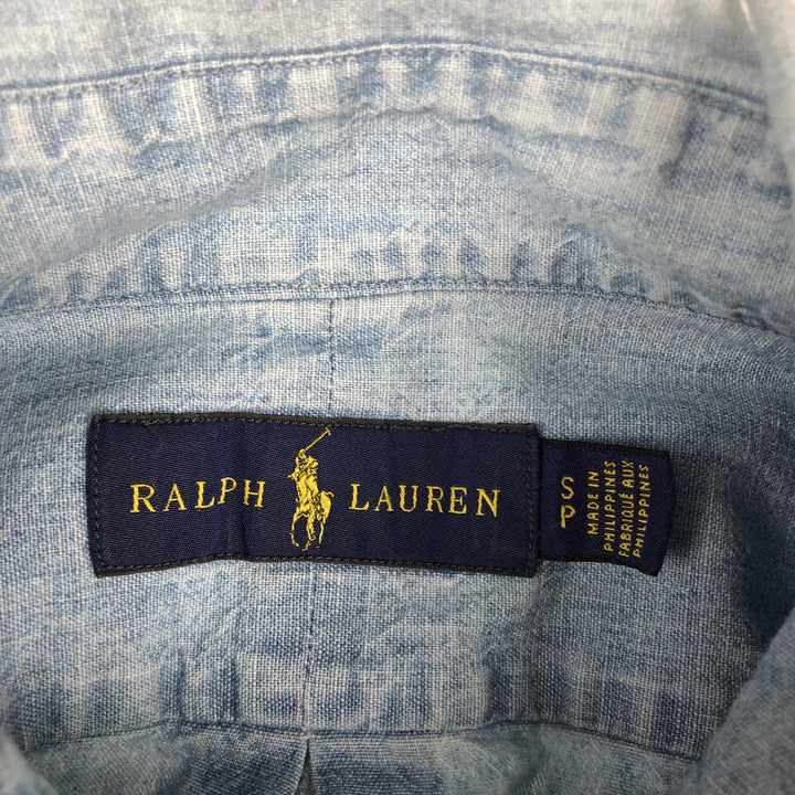 Ralph Lauren button-down long-sleeve chambray shirt, men's size S (approx.) cotton Blue type light blue Vintage Second Hand