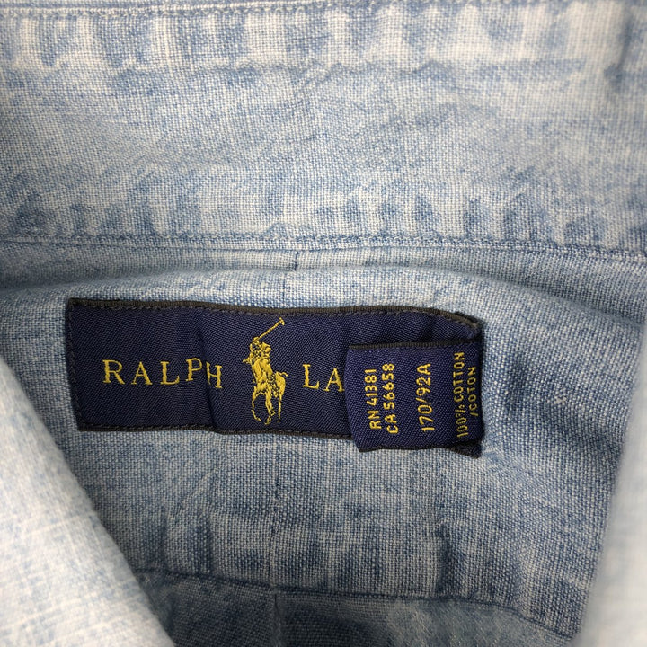 Ralph Lauren button-down long-sleeve chambray shirt, men's size S (approx.) cotton Blue type light blue Vintage Second Hand