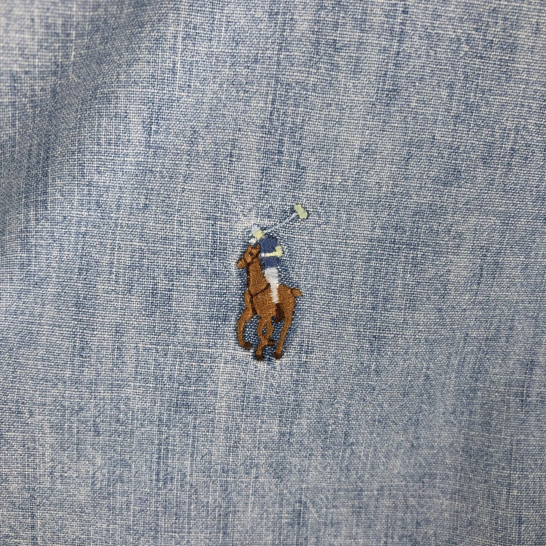 Ralph Lauren button-down long-sleeve chambray shirt, men's size S (approx.) cotton Blue type light blue Vintage Second Hand
