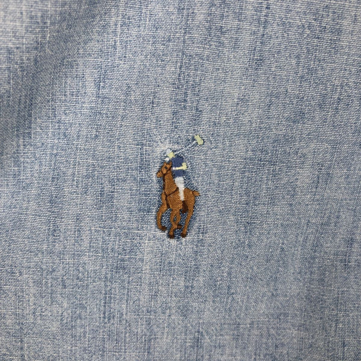 Ralph Lauren button-down long-sleeve chambray shirt, men's size S (approx.) cotton Blue type light blue Vintage Second Hand
