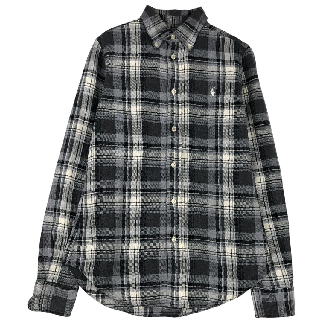 Ralph Lauren CLASSIC FIT Long-Sleeve Button-Down Check Shirt, Women's Size S (approx.) cotton gray type Vintage Second Hand