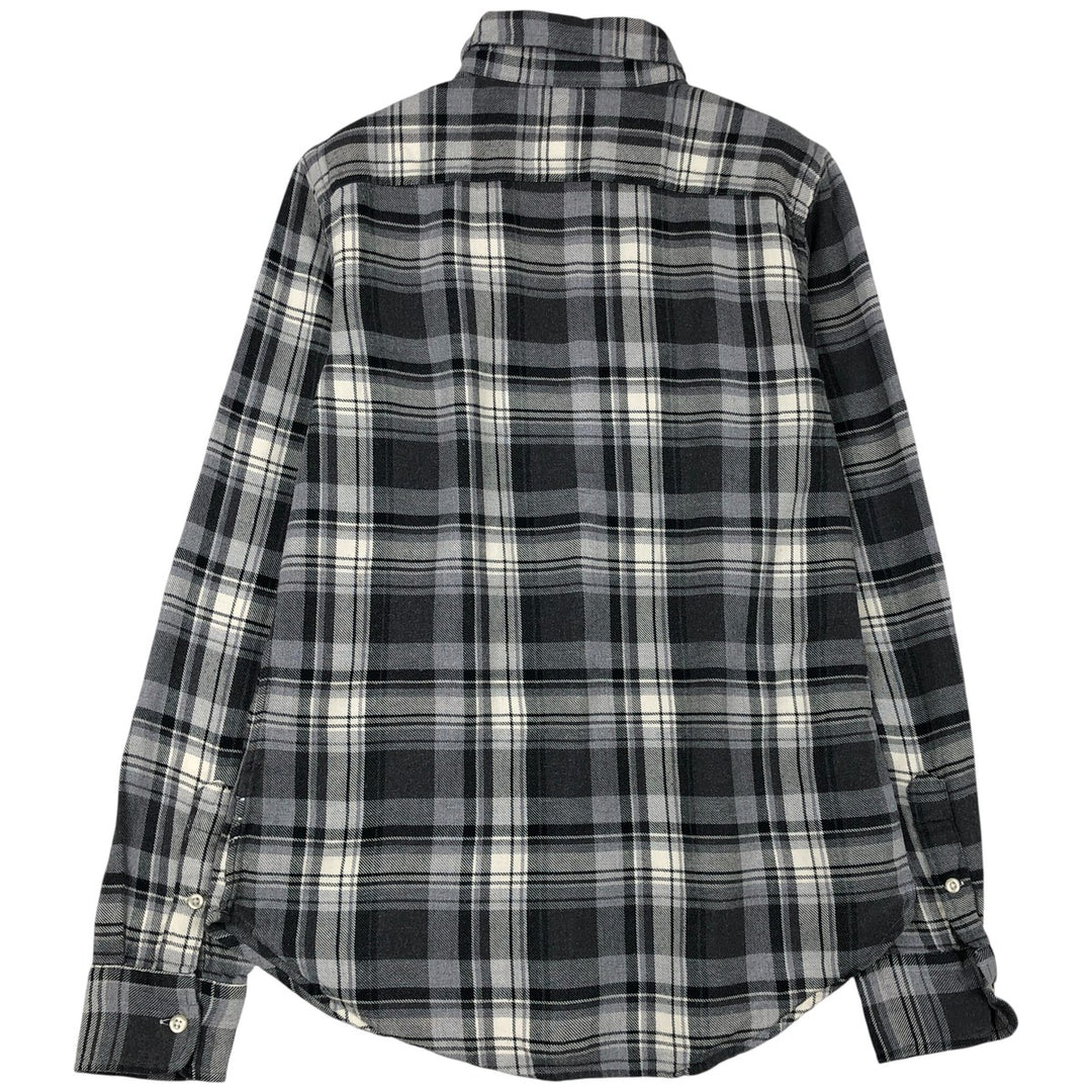 Ralph Lauren CLASSIC FIT Long-Sleeve Button-Down Check Shirt, Women's Size S (approx.) cotton gray type Vintage Second Hand